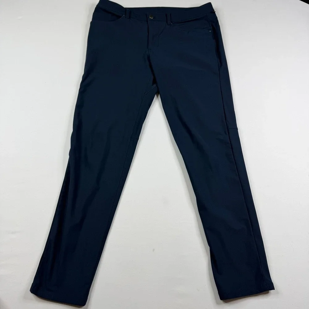 Lululemon ABC Slim 5-Pocket Pant Classic Men 34 Blue Warpstreme Stretch Slim